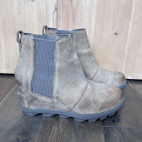 Sorel Joan of Arctic II Wedge Slip-On Booties Tan Leather Size 8 Waterproof - Picture 4 of 7